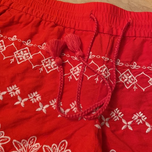 LOFT Linen Blend Embroidered Drawstring Waist Casual Shorts - Picture 4 of 11